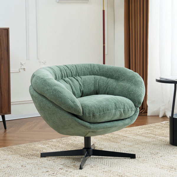 English Elm Christopher Knight Home® - Modern Chenille Office Chair 360° Swivel Accent Seat with Plush Upholstery, Compact Cozy Reading Spot Green N817P207777L