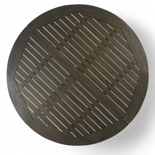 English Elm Christopher Knight Home® - Stanford Round Acacia Outdoor Dining Table for 4 with Gray X-Base, Slatted Top, Durable Hardwood Finish N768P238585G