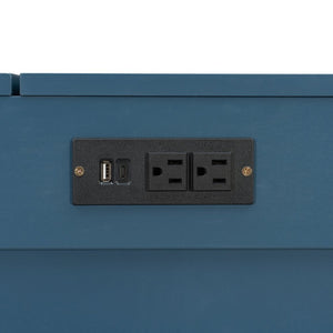 English Elm Queen Murphy Wall Bed Cabinet with Storage Drawer Built-in Power Outlets Usb Ports Navy Blue LP000400AAC-1