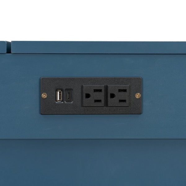 English Elm Queen Murphy Wall Bed Cabinet with Storage Drawer Built-in Power Outlets Usb Ports Navy Blue LP000400AAC-1