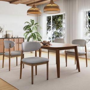 English Elm Christopher Knight Home® - Contemporary Grey Upholstered Side Chair Set Of 4 With Walnut Legs & Curved Back For Versatile Use N768P331579G_4