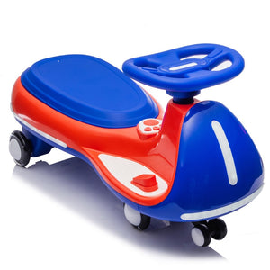 English Elm 12v Kids Ride on Wiggle Car with Dual Motors Led Wheels Bluetooth and Triangular Frame Blue,Red W1578P390176