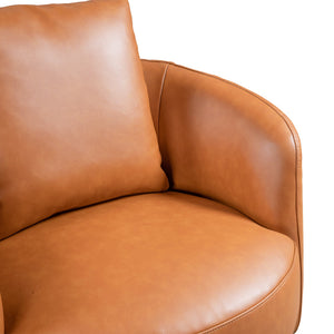 English Elm Ashcroft Furniture - Dylan Cognac Leather Swivel Chair — Mid-Century Modern Rounded Ergonomic Seat, 360° Rotation Comfort B183P281231