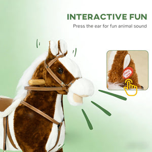 English Elm Rocking Horse Plush Ride on Toy with Music Soft Padded Body for Kids Playroom Fun T3971P442268