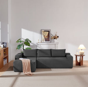 English Elm 105" Cloud Modular Sectional Corduroy Upholstered Deep Seat Sofa for Living Room W3975S00011