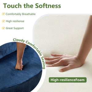 English Elm Queen Foldable Sofa Bed with Plush Chenille Cover, High-Density Foam Convertible Futon for Living Room Guest Room Bedroom Blue W1829P348211