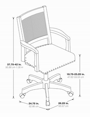 OSP Home Furnishings Dlx Cane Back Bankers Chair Antique Grey / Grey