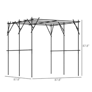 English Elm Garden Metal Arch Trellis with Climbing Net for Outdoor Vines and Vegetable Plants T3971P397317