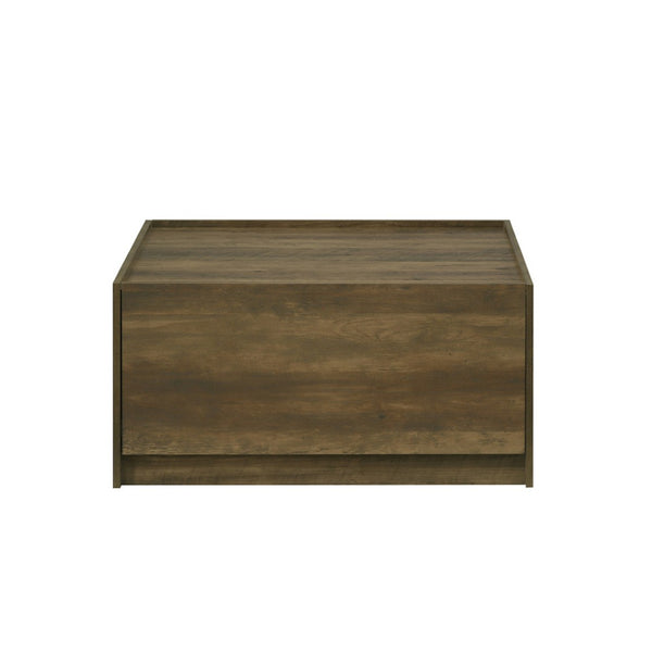 English Elm 31.5"w Square Oak Coffee Table with Dual Handleless Drawers for Modern Living Rooms B016P416190