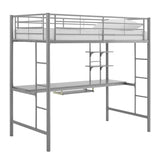 Twin Metal Loft Bed Workstation Silver BLWSSL Walker Edison