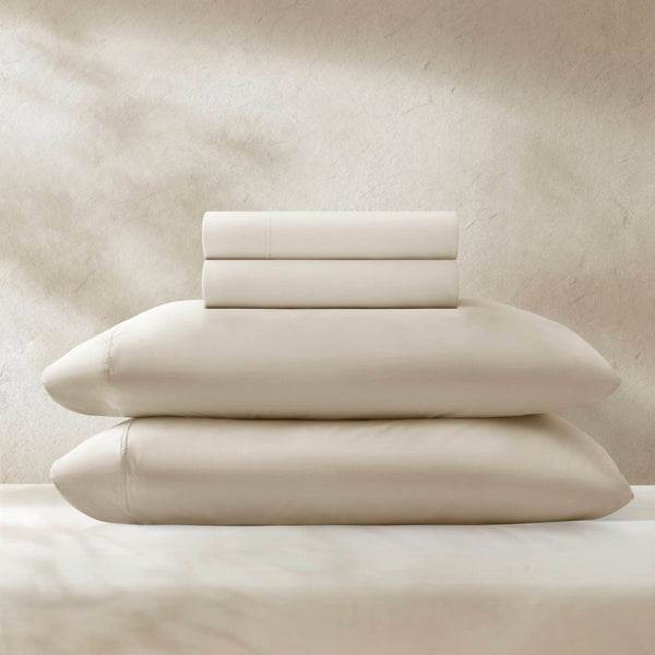 English Elm 4-piece Cal King Stretch Jersey Sheet Set Moisture Wicking Cooling Nylon Spandex Blend Ivory B035P437416