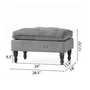 English Elm Christopher Knight Home® - LOFTON Gray Pillow Top Ottoman with Button-Tufted Diamond Stitch, Turned Legs, Upholstered Seat, 28.5"L N757P186384G