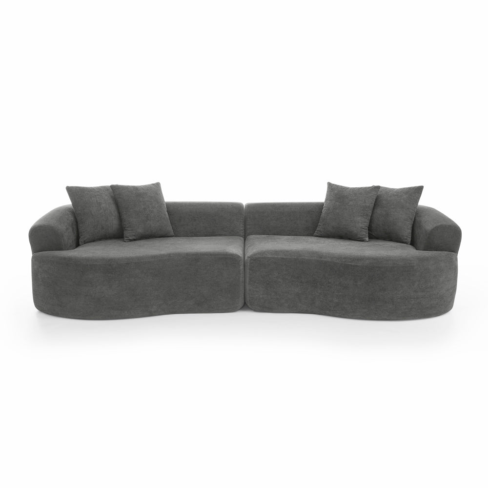 English Elm Modern Curved 4-Seater Sectional Sofa In Dark Grey Chenille – Minimalist Design, No Assembly Needed! W1413S00105
