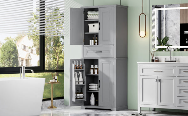 English Elm Christopher Knight Home® - Bathroom Storage Cabinet with Doors Drawer and Adjustable Shelves — MDF Build, Anti-Tip Safety, Modern Appeal Grey N759P241667E