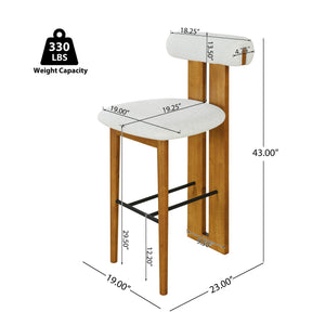 English Elm Christopher Knight Home® - Renee Mid-Height Upholstered Barstool with Cloud-Top Backrest and Stain-Resistant Fabric, Set of 2 Ivory,Walnut N775P277442I