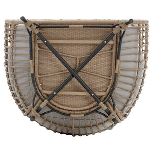 English Elm Spezia Freestanding Egg Chair with Removable Waterproof Cushions, Steel Rattan Frame for Indoors Outdoors Cream+Grey B365P397661