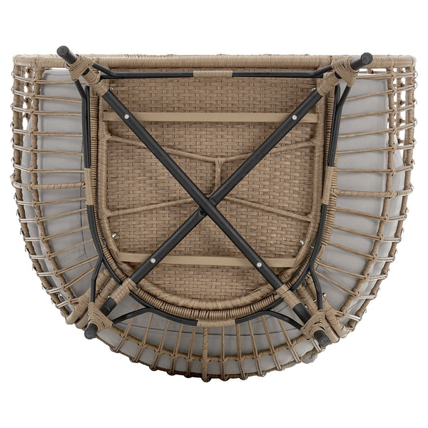 English Elm Spezia Freestanding Egg Chair with Removable Waterproof Cushions, Steel Rattan Frame for Indoors Outdoors Cream+Grey B365P397661