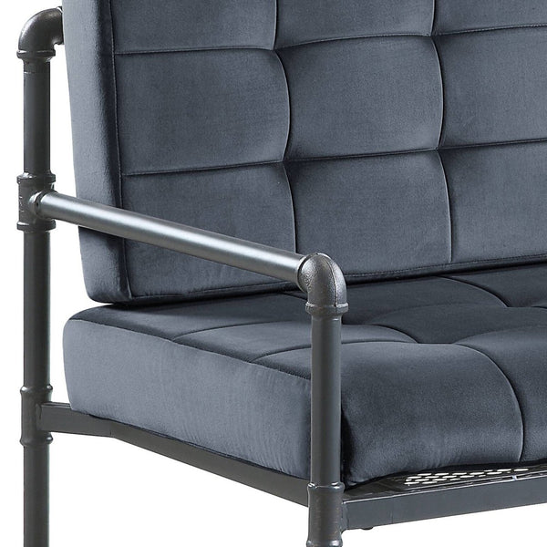 English Elm Brantley Plush Gray Velvet Loveseat with Sandy Gray Finish, Memory Foam Seats, Metal Frame, KD B2726P288748