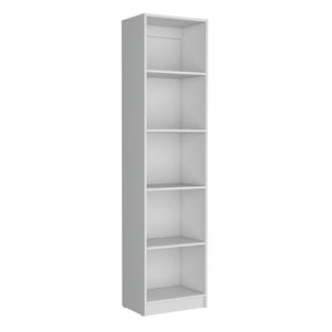 English Elm White Slim 5-Shelf Bookcase - Contemporary Vertical Storage Solution For Modern Spaces & Décor B062P175814-GIGA
