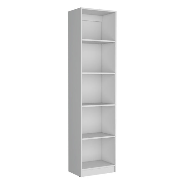 English Elm White Slim 5-Shelf Bookcase - Contemporary Vertical Storage Solution For Modern Spaces & Décor B062P175814-GIGA