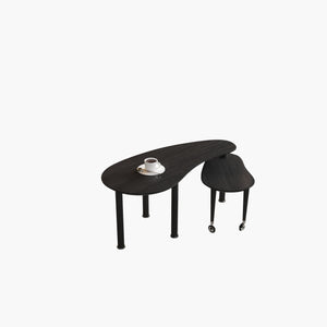English Elm Contemporary rotatable cocktail table with 360° swivel top, sintered stone & MDF surface, space-saving design Black W2899P372752