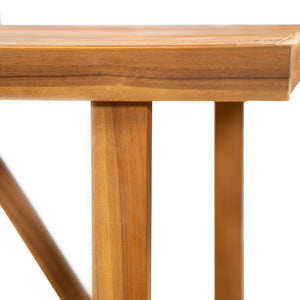 English Elm 67" Outdoor Solid Acacia Dining Table Slatted Teak Finish Seats Six Patio Garden N762P371718D