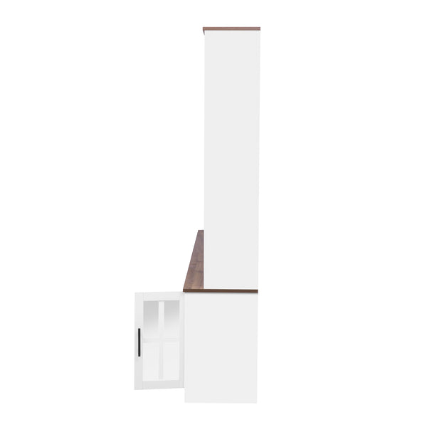 English Elm U-Can 95.5" W Wall Unit Entertainment Center with Bookshelves, Modern Farmhouse TV Console Organizer White SJ000127AAK