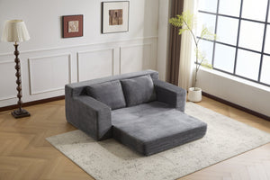 English Elm Loveseat Corduroy Bean Bag Sofa Bed with Memory Foam, Reversible Cushions, Plush Bolsters, No Assembly Required DARK GREY W3723P346938