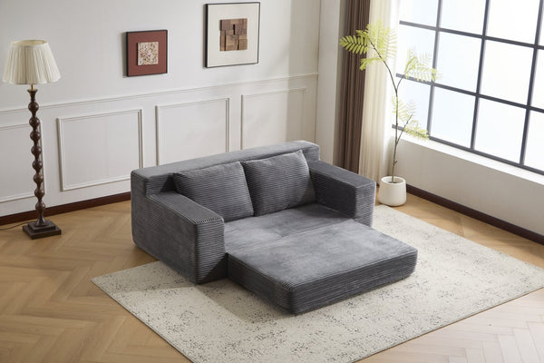 English Elm Loveseat Corduroy Bean Bag Sofa Bed with Memory Foam, Reversible Cushions, Plush Bolsters, No Assembly Required DARK GREY W3723P346938