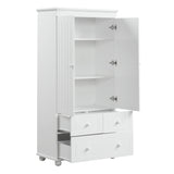 English Elm Tall Storage Cabinet With Three Drawers For Bathroom/Office, White