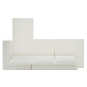 English Elm L-shaped Chenille Sectional Sofa with Deep Modular Seating and Layered Cushion Comfort Beige N763S000090A
