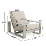 Christopher Knight Home® - Noble House - La Plata Outdoor And Indoor Aluminum Lounge Chair, Siver Finished Frame With Beige Cushion, Set Of 1