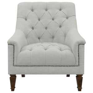 English Elm Veronica Grey Tufted Sloped Arm Chair — Plush Textured Upholstery, Ergonomic Support, Nailhead Trim Elegance B062P328692