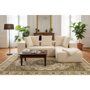 English Elm Full Foam Modular L-shaped Sectional Sofa Flannelette Upholstered with Five Throw Pillows W3326S00022