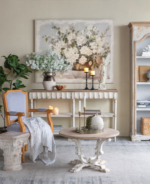 English Elm 59.1x47.2" Large White Blossom Canvas Print in Pine Frame — Romantic Floral Wall Art for Living Room Decor W2078P390177