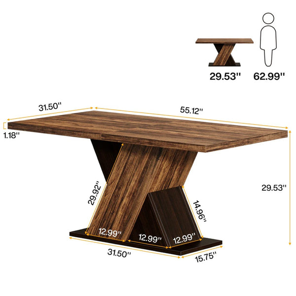English Elm Coffee Bar Table with Faux Marble Top and Walnut Legs for Modern Home Dining T3971P456836
