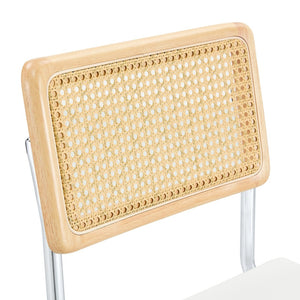 English Elm Natural Rattan Backrest Counter Stools Set of 4 with Chrome Legs and Pu Leather Seats W2920S00106