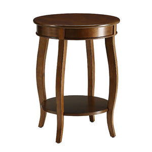English Elm Walnut Round Side Table With Cabriole Legs & Lower Shelf – Perfect Accent For Cozy Spaces! B062P189129-GIGA