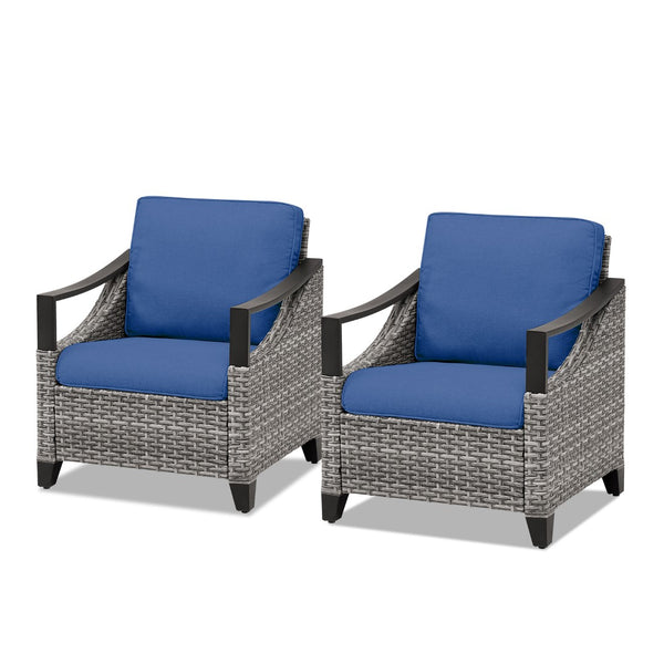 English Elm Outdoor Pe Wicker Lounge Chair Set of 2 with Deep Cushioned Seats for Patio Decks T3773P416069