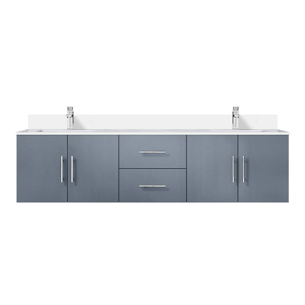 English Elm Dark Grey Double Bath Vanity 72" W x 22" D with Cultured Marble Top, Soft-Close Drawers, Faucet Set B2731P258698