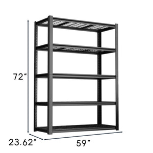 English Elm 59" Wide Black Metal Shelving Unit with Removable Dividers for Garage or Office T3625P455778