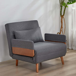 English Elm TRIO Modern convertible sleeper sofa bed with breathable linen, 3-level recline, silent hinges, space-saving Grey W3391P325007