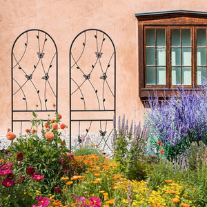 English Elm 4 Pack Powder-coated Metal Garden Trellis Panels Rustproof Climbing Plant Support Outdoor W1586P268059