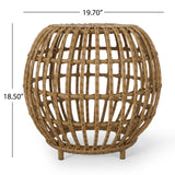 Christopher Knight Home® - Noble House - Ottawa Outdoor Boho Wicker Side Table, Light Brown