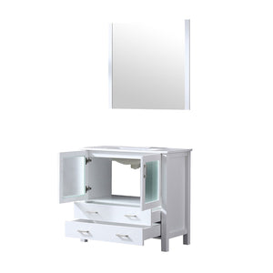 English Elm White Bathroom Vanity With Ceramic Top & Mirror - Elegant 36" W Storage Solution For Modern Spaces B2731S00725-GIGA