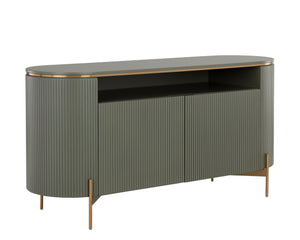 Sunpan Paloma Sideboard - Luxurious High Gloss Finish With Sculptural Design And Gold Accents For Modern Spaces Green Wood 110396