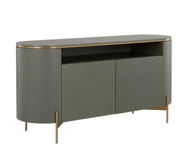 Sunpan Paloma Sideboard - Luxurious High Gloss Finish With Sculptural Design And Gold Accents For Modern Spaces Green Wood 110396