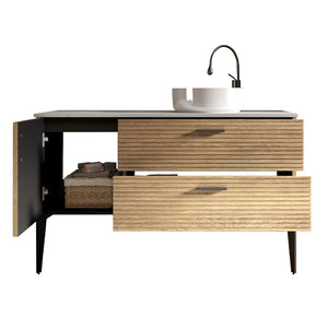 English Elm Grace Floating Walnut Vanity with Solid Surface Sink and Soft Close Storage Drawers W1865S00205
