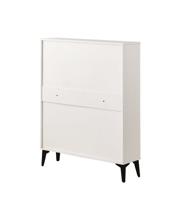 English Elm Large Shoe Cabinet – Space-Saving 2 Flip Drawers + 2 Storage Drawers, Holds 20 Pairs, Anti-Tip White Organizer (31.5" x 9.4" x 42.1") W2516P185160