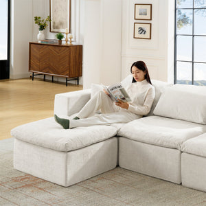 English Elm 143" Cloud Sectional Couch - 52" Chaise U-Shaped Modular Chenille Sofa, Deep Seats, No Assembly W1117S00235